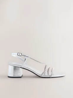 Next Argent - Sandales à talons carrés et à bretelles ornées de bijoux Forever Comfort Hot