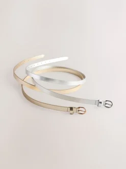 Next Argenté/doré - Lot de ceintures skinny en PU 2 Online