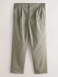 Next argile - Ajustement droit - Pantalons Chinos extensibles plissés avec taille élastique Clearance