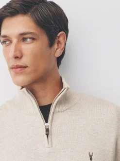 Next Avoine - Logo cerf - Pull N.Premium Coupe classique 100% Coton Premium à fermeture éclair New