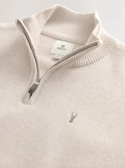 Next Avoine - Logo cerf - Pull N.Premium Coupe classique 100% Coton Premium à fermeture éclair New