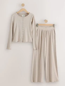 self. Avoine - soi-même. Pyjama côtelé boutonné Clearance