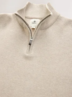 Next - Uni - Pull N.Premium Coupe classique 100% Coton Premium à fermeture éclair Avoine Hot