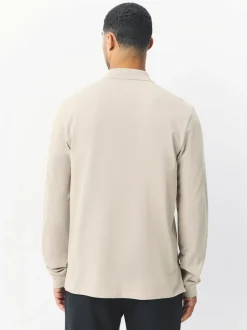 Next - Ajustement régulier - Polo à manches longues en piqué Avoine écru Discount