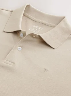 Next - Ajustement régulier - Polo à manches longues en piqué Avoine écru Discount