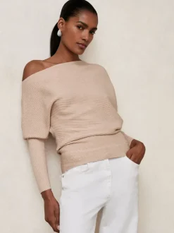 Reiss Avoine neutre - - Lorna - Pull en maille drapée asymétrique New