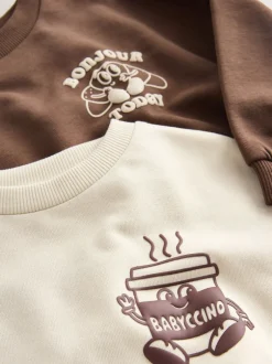 Next Babyccino Marron/Crème - Ensemble haut à manches longues et legging, lot de 2 (3mois -7ans) Discount