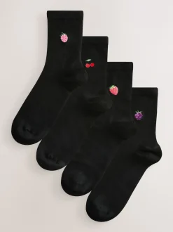 Next - Chaussettes à motif brodé 4 Pack Baies Discount