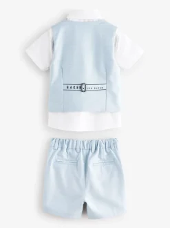Baker by Ted Baker ensemble gilet, chemise et shorts bleu New