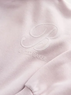 Baker by Ted Baker Sweat-shirt à capuche rose/blanc oversize en Satin appliqué au dos Imprimé Discount