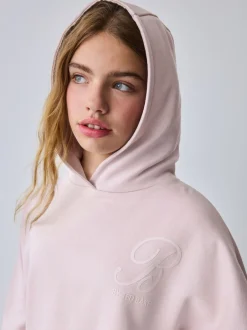 Baker by Ted Baker Sweat-shirt à capuche rose/blanc oversize en Satin appliqué au dos Imprimé Discount