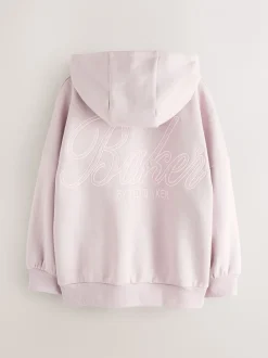 Baker by Ted Baker Sweat-shirt à capuche rose/blanc oversize en Satin appliqué au dos Imprimé Discount