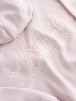 Baker by Ted Baker Sweat-shirt à capuche rose/blanc oversize en Satin appliqué au dos Imprimé Discount