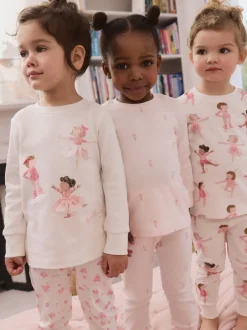 Next - Lot de 3 pyjamas Snuggle à manches longues (9mois-12ans) Ballerine rose/crème Best