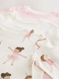 Next - Lot de 3 pyjamas Snuggle à manches longues (9mois-12ans) Ballerine rose/crème Best