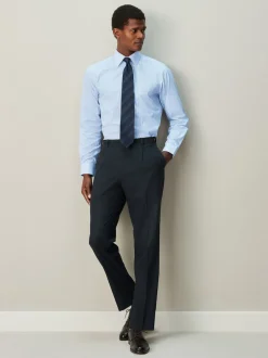 Next Bande blanche/bleue - Chemise habillée à manches longues riche en coton Outlet