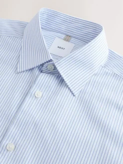 Next Bande blanche/bleue - Chemise habillée à manches longues riche en coton Outlet