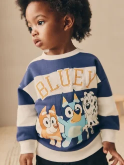 Next Bande blanche/bleue - Sweat-shirt Bluey en coton à col rond (12mois -8ans) Hot