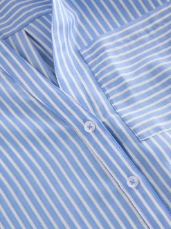 Next Bande bleue - Chemise décontractée douce à manches longues et col en V Clearance