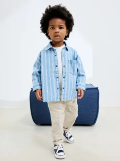 Next Bande bleue - Chemise en Denim à Manches longues (3mois-7ans) Outlet