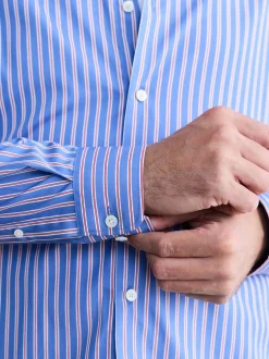 Next Bande bleue - Chemise Signature à manchette simple 100% coton Outlet