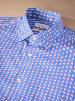 Next Bande bleue - Chemise Signature à manchette simple 100% coton Outlet