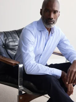 Next Bande bleue - Coupe ajustée  Signature Chemises de nuit en coton Pima texturé avec col découpé Sale