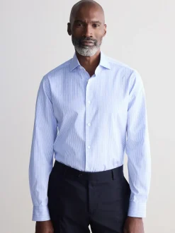 Next Bande bleue - Coupe ajustée  Signature Chemises de nuit en coton Pima texturé avec col découpé Sale