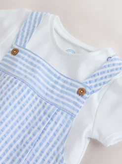 Next Bande bleue - Ensemble bébé salopette et body tissé (0mois-2ans) Hot