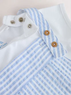 Next Bande bleue - Ensemble bébé salopette et body tissé (0mois-2ans) Hot