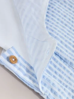 Next Bande bleue - Ensemble bébé salopette et body tissé (0mois-2ans) Hot