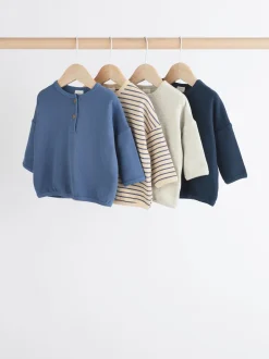 Next Bande bleue - Lot de 4 t-shirts à manches longues bébé (0mois2ans) Outlet
