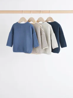 Next Bande bleue - Lot de 4 t-shirts à manches longues bébé (0mois2ans) Outlet