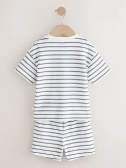 Next Bande bleue/blanche - Ensemble t-shirt et short à manches courtes Lot de 2 (3mois7ans) Best