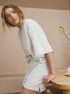 Next Bande grise - Pyjamas court texturé Sale