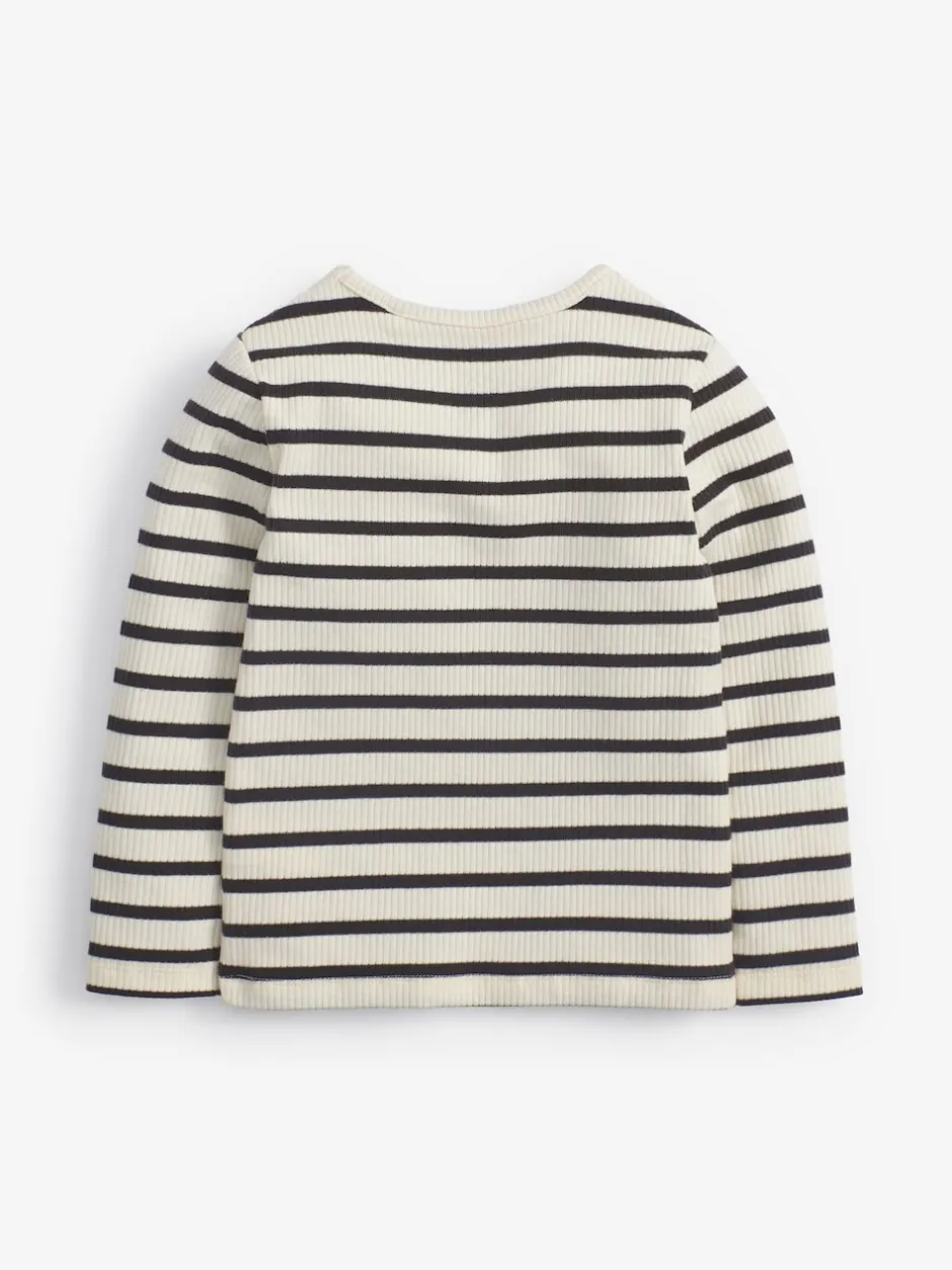 Next Bande noire/blanche - T-shirt à manches longues en coton riche (3mths-7yrs) Clearance