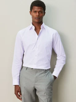 Next Bande rose - Chemise habillée à manches longues riche en coton Clearance