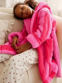 Next Bande rose/rouge - Robe de chambre en polaire Teddy (9mois-16ans) Best