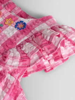 Jojo Maman Bébé Barboteuse brodée à épaules volantées Hot