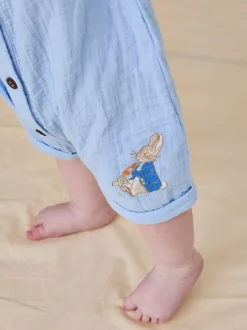 Jojo Maman Bébé Barboteuse Peter Rabbit™ en étamine boutonnée sur le devant 100% coton Sale