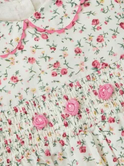 Monsoon Barboteuse BÉBÉ Rose smockée Outlet