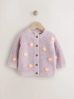 Next Bébé violet et abricot à fleurs - Cardigan brodé (0mths-2yrs) New