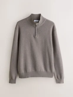 Next Beige Sable foncé/Vert sauge - Lot de 2 pulls N. Premium 100% coton Coupe classique Premium Quarter Zip Hot