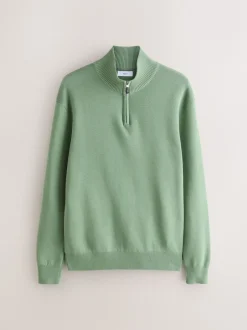 Next Beige Sable foncé/Vert sauge - Lot de 2 pulls N. Premium 100% coton Coupe classique Premium Quarter Zip Hot