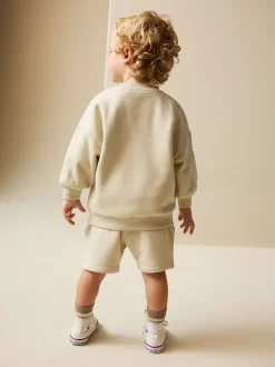 Next Beige Sable grand sourire heureux - Ensemble Sweat à col ras du cou et short (3mths-7yrs) Best