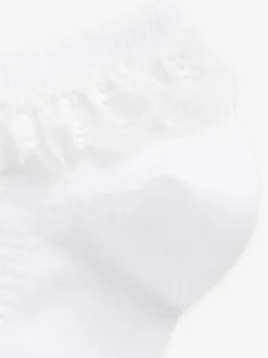 Next Blanc - 5 Chaussettes de baskets à Volant en coton Lot Outlet