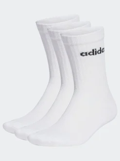adidas - Linear Crew Cushioned Socks 3 Pack Blanc