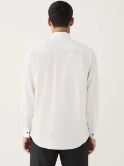 Next Blanc - Ajustement régulier - Chemise robe à plastron plissé et double poignet Sale