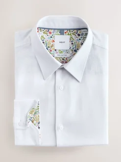 Next Blanc - Ajustement régulier - Chemise habillée texturée à manches longues avec bordure Clearance