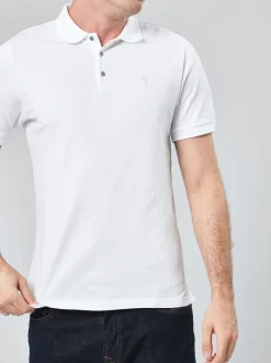 Next - Ajustement régulier - Polo Manches courtes Pique Blanc Clearance